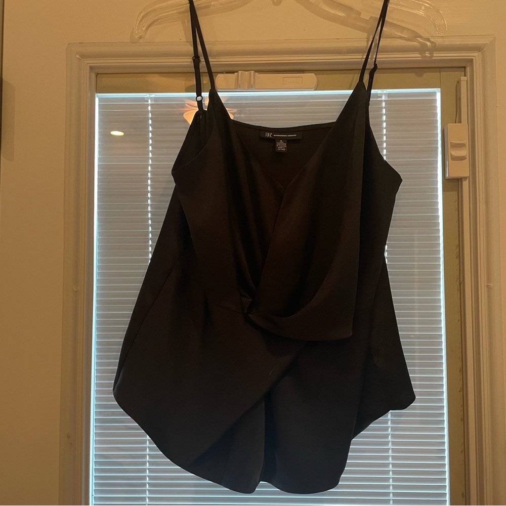 INC International Concepts Black Twisted Cami Tank Top